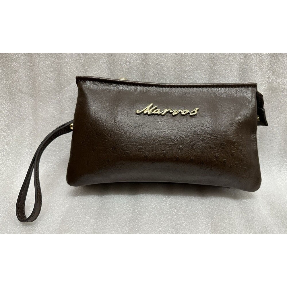 WB Cow Leather Collection Marvos brown leather wristlet zip closure